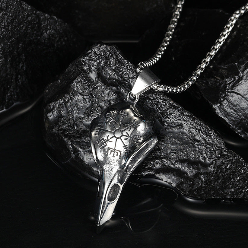 Wholesale Vintage Crow Skull Stainless Steel Punk Style Skull Eagle Beak Men's Necklace